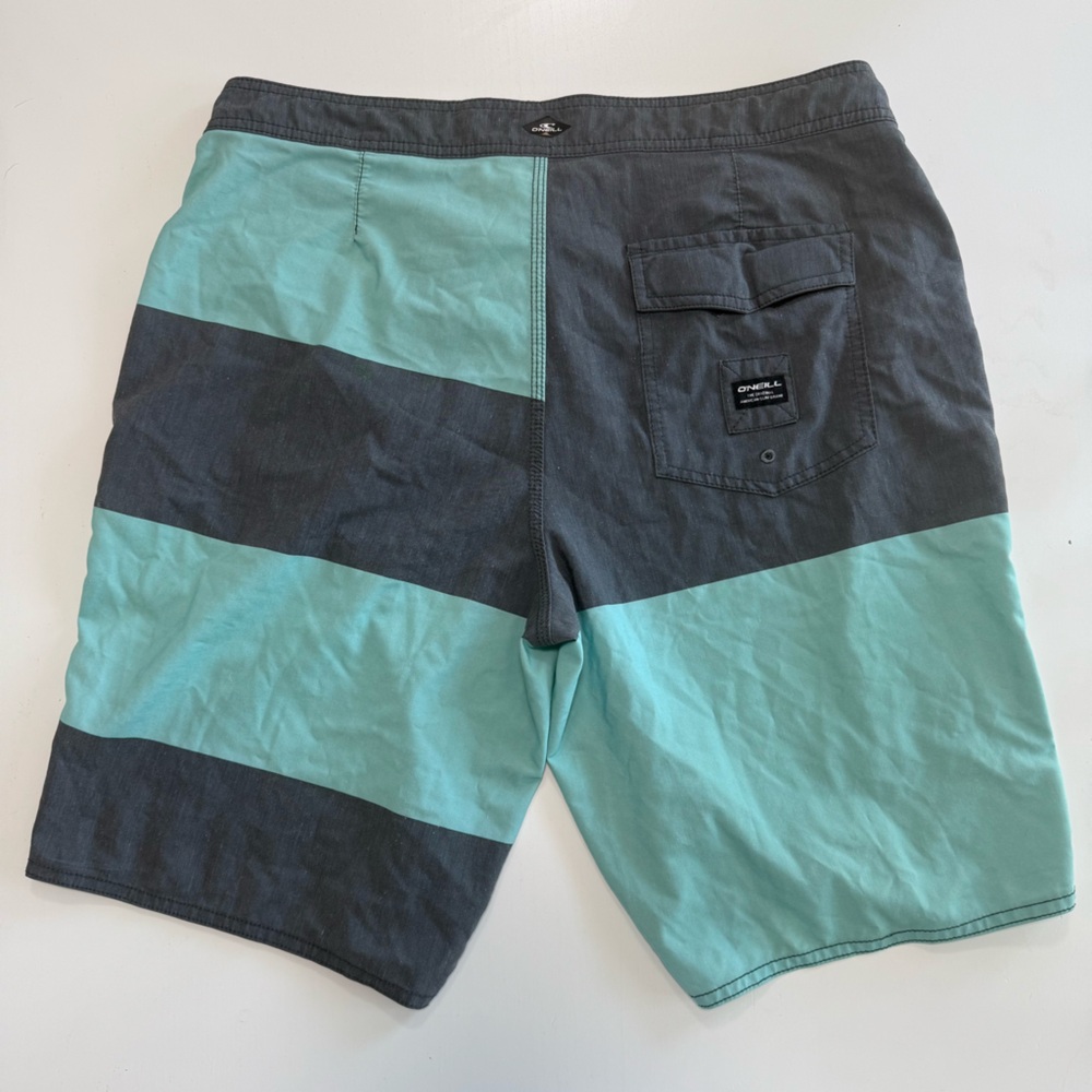 O'Neill Gray and Teal Board Shorts - Picture 2 of 3